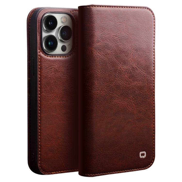 For iPhone 14 Pro Max QIALINO Horizontal Flip Leather Phone Case (Brown) Eurekaonline