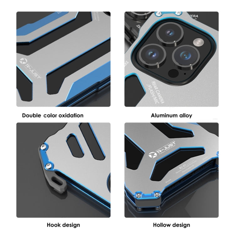 For iPhone 14 R-JUST RJ17 Shockproof Armor Metal Phone Case(Blue) Eurekaonline