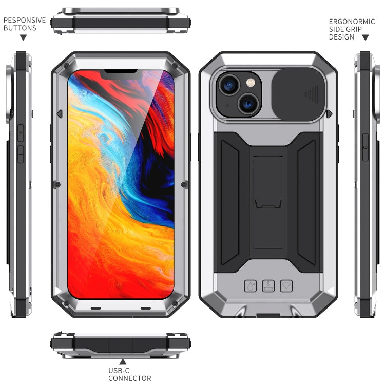 For iPhone 14 R-JUST Shockproof Waterproof Dust-proof Case (Silver) Eurekaonline