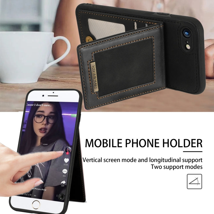 For iPhone SE 2022 / SE 2020 / 8 / 7 N.BEKUS Vertical Flip Card Slot RFID Phone Case(Black) Eurekaonline
