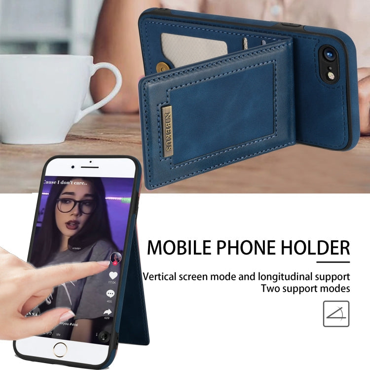 For iPhone SE 2022 / SE 2020 / 8 / 7 N.BEKUS Vertical Flip Card Slot RFID Phone Case(Blue) Eurekaonline