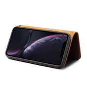 For iPhone X / XS Denior Oil Wax Cowhide Magnetic Button Horizontal Flip Leather Case with Card Slots & Wallet(Brown) Eurekaonline