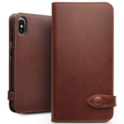 For iPhone X / XS QIALINO Crazy Horse Business Horizontal Flip Leather Case with Holder & Card Slots, Style:With Buckle(Brown) Eurekaonline