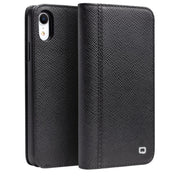 For iPhone XR QIALINO 2 in 1 Cross Texture Top-grain Leather  + PC + TPU Horizontal Flip Leather Case with Holder & Card Slots(Black) Eurekaonline