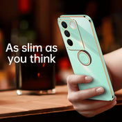 For vivo S16 Pro XINLI Straight Edge 6D Electroplate TPU Phone Case with Ring Holder(White) Eurekaonline