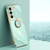 For vivo S16e XINLI Straight Edge 6D Electroplate TPU Phone Case with Ring Holder(Mint Green) Eurekaonline