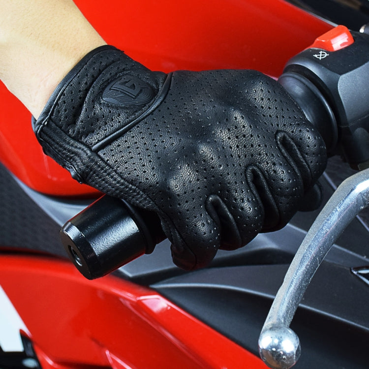 GHOST RACING GR-ST06 Breathable Touch Screen Motorcycle Riding Leather Gloves Anti-Fall Locomotive Gloves, Size: L(Black) Eurekaonline