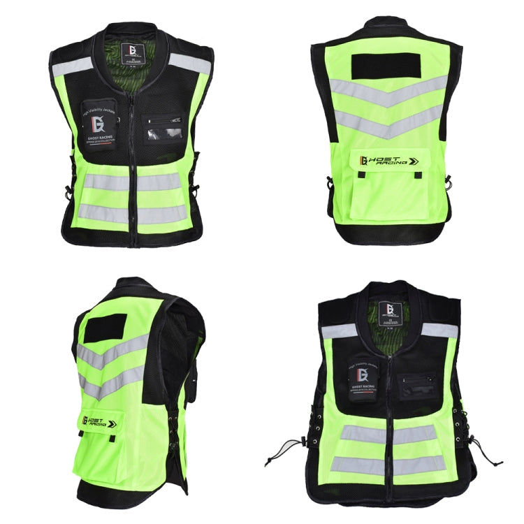 GHOST RACING GR-Y06 Motorcycle Riding Vest Safety Reflective Vest, Size: XXXL(Fluorescent Green) Eurekaonline