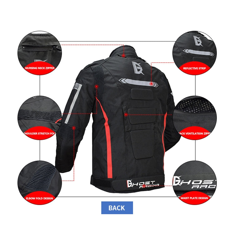 GHOST RACING GR-Y07 Motorcycle Cycling Jacket Four Seasons Locomotive Racing Anti-Fall Cloth, Size: M(Black) Eurekaonline