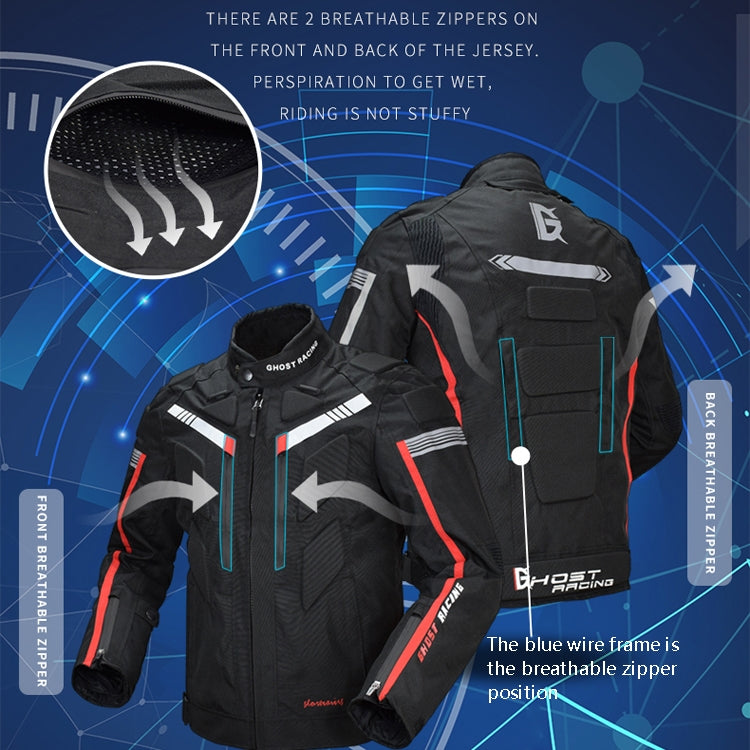 GHOST RACING GR-Y07 Motorcycle Cycling Jacket Four Seasons Locomotive Racing Anti-Fall Cloth, Size: XXL(Black) Eurekaonline