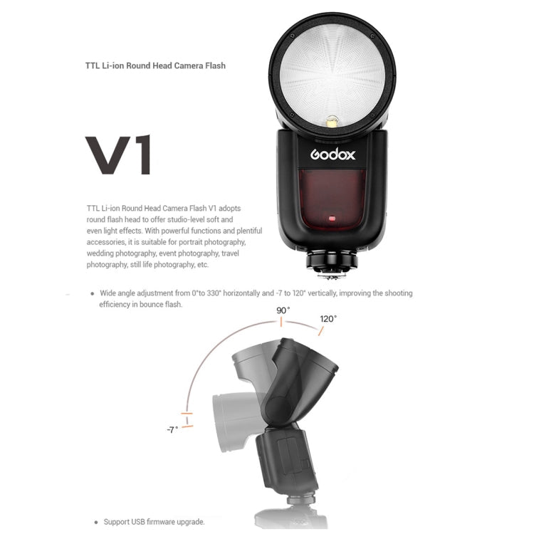 Godox V1C Round Head TTL Flash Speedlite for Canon (Black) Eurekaonline