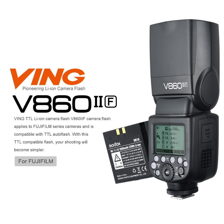 Godox V860IIF 2.4GHz Wireless 1/8000s HSS Flash Speedlite Camera Top Fill Light for Fujifil DSLR Cameras(Black) Eurekaonline
