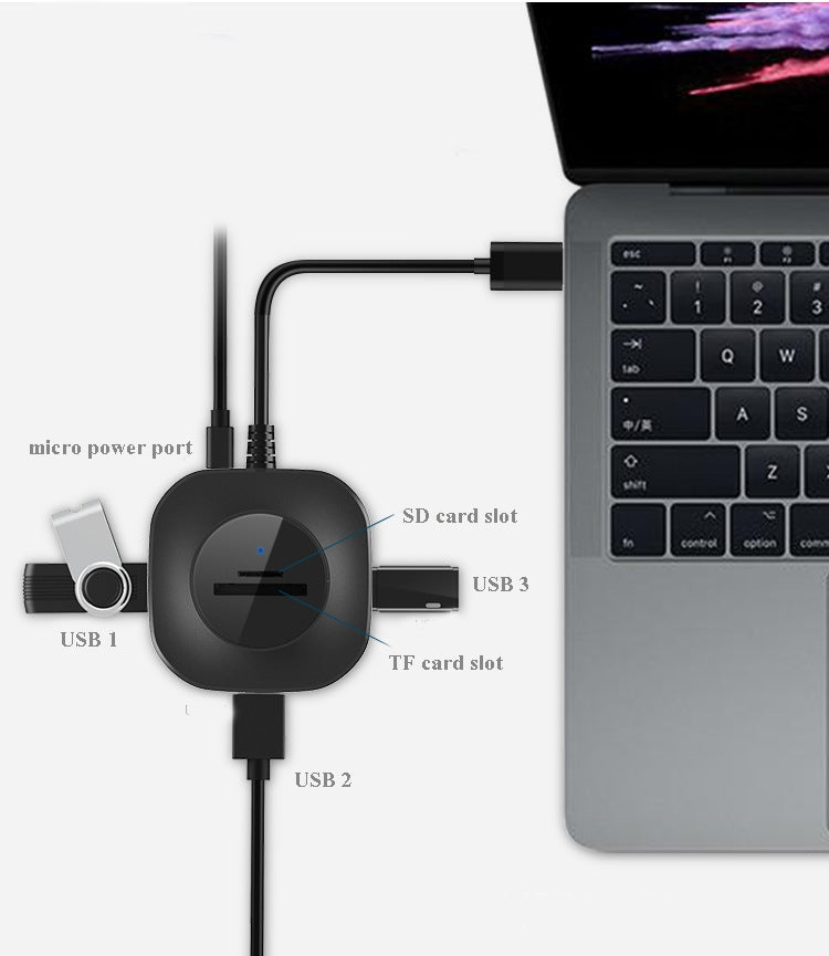 H25-3.0 3 x USB Port + TF/SD Card Reader Computer Notebook High-Speed Hub Splitter Eurekaonline