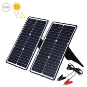 HAWEEL 2 PCS 20W Monocrystalline Silicon Solar Power Panel Charger, with USB Port & Holder & Tiger Clip, Support QC3.0 and AFC(Black) Eurekaonline