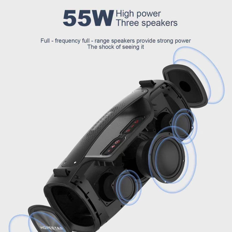 HOPESTAR A6X TWS Portable Outdoor Bluetooth Speaker with Colorful Music Lights, Support Power Bank & Hands-free Call & U Disk & TF Card & 3.5mm AUX(Black) Eurekaonline