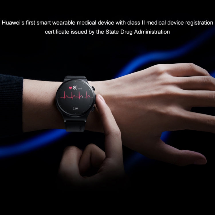 HUAWEI WATCH GT 2 Pro ECG Ver. Bluetooth Fitness Tracker Smart Watch 46mm Wristband, Kirin A1 Chip, Support GPS / ECG Monitoring(Black) Eurekaonline