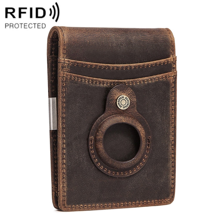 HUMERPAUL BP993 RFID Anti-Theft Brush Pocket Card Bag Suitable For AirTag(Dark Brown) Eurekaonline