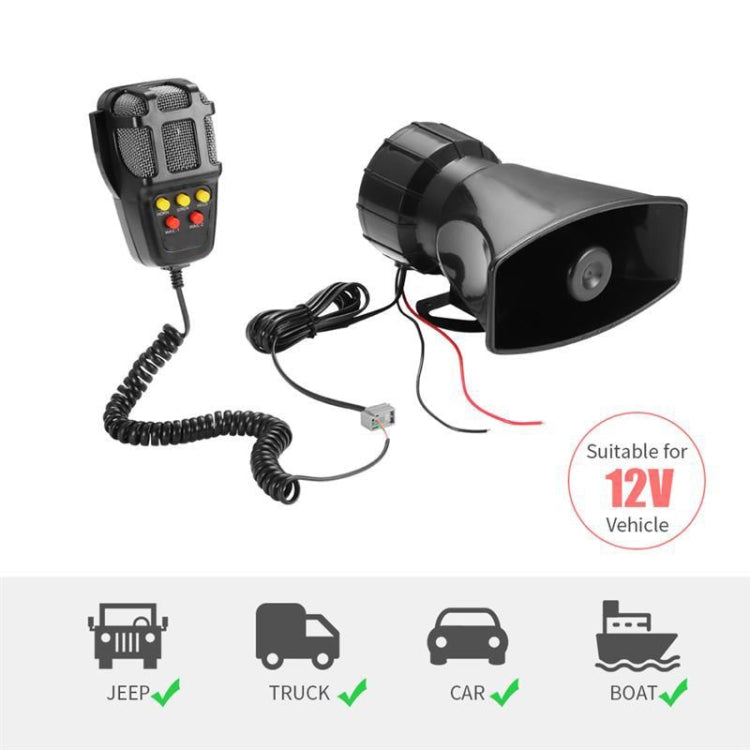 HW-1006B 12V 100W 125dB 5-tone Car Electric Alarm Air Horn Siren Speaker 5 Sound Tone Super Loud with Mic Eurekaonline