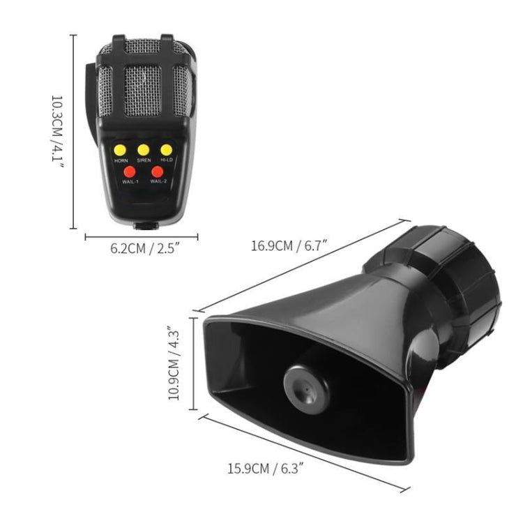 HW-1006B 12V 100W 125dB 5-tone Car Electric Alarm Air Horn Siren Speaker 5 Sound Tone Super Loud with Mic Eurekaonline