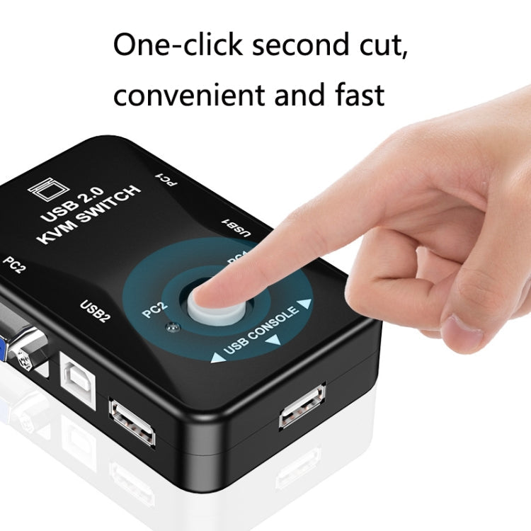 HW1701  2 into 1 out KVM Switcher 2 Port Manual VGA Switch USB With Keyboard Mouse Switching(Black) Eurekaonline