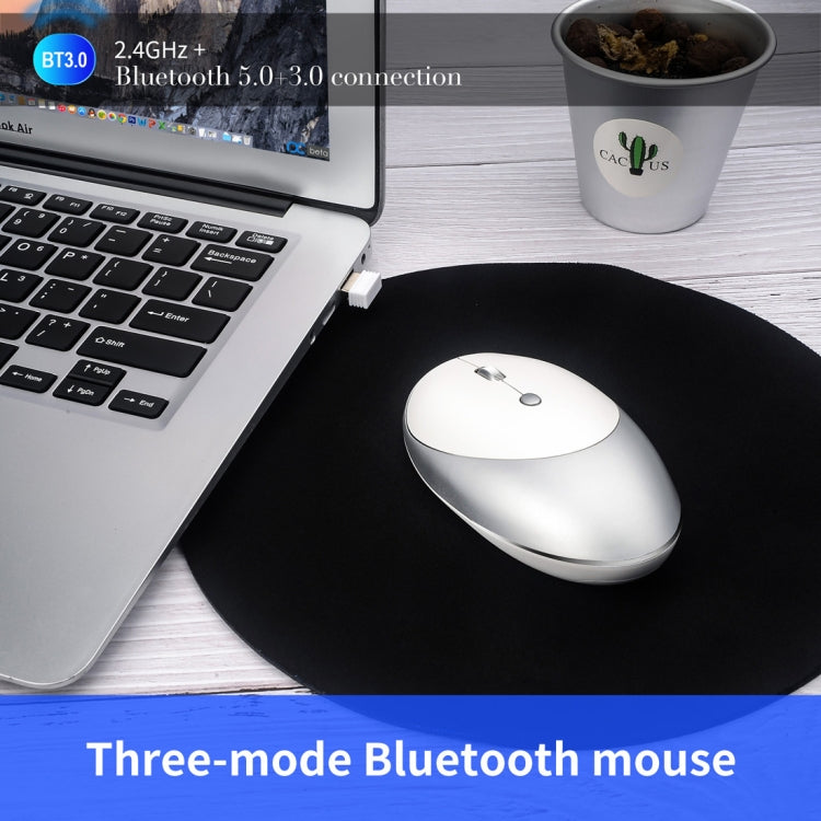 HXSJ T36 2.4G Bluetooth 5.0+3.0 Three-mode Silent Design Wireless Bluetooth Mouse (Silver) Eurekaonline