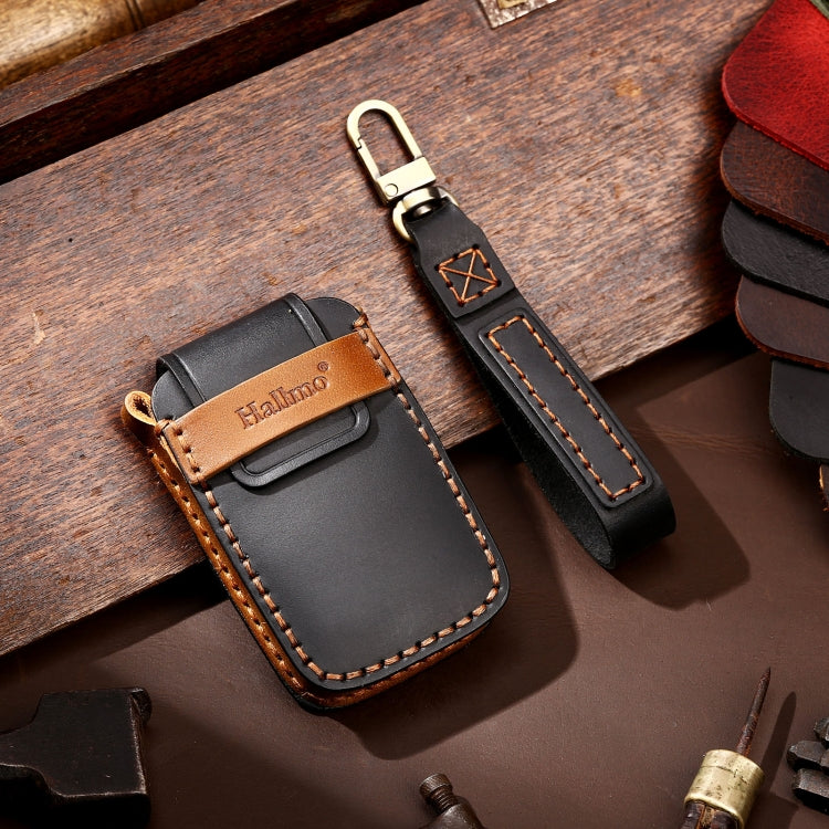 Hallmo Car Cowhide Leather Key Protective Cover Key Case for Land Rover Discovery 5 B Style (Black) Eurekaonline