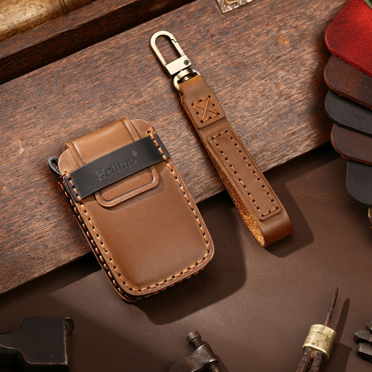 Hallmo Car Cowhide Leather Key Protective Cover Key Case for Land Rover Discovery 5 B Style (Brown) Eurekaonline