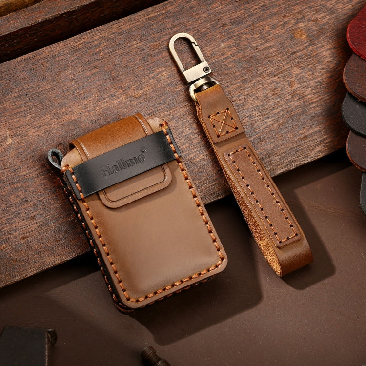 Hallmo Car Cowhide Leather Key Protective Cover Key Case for Volvo 5-button (Brown) Eurekaonline