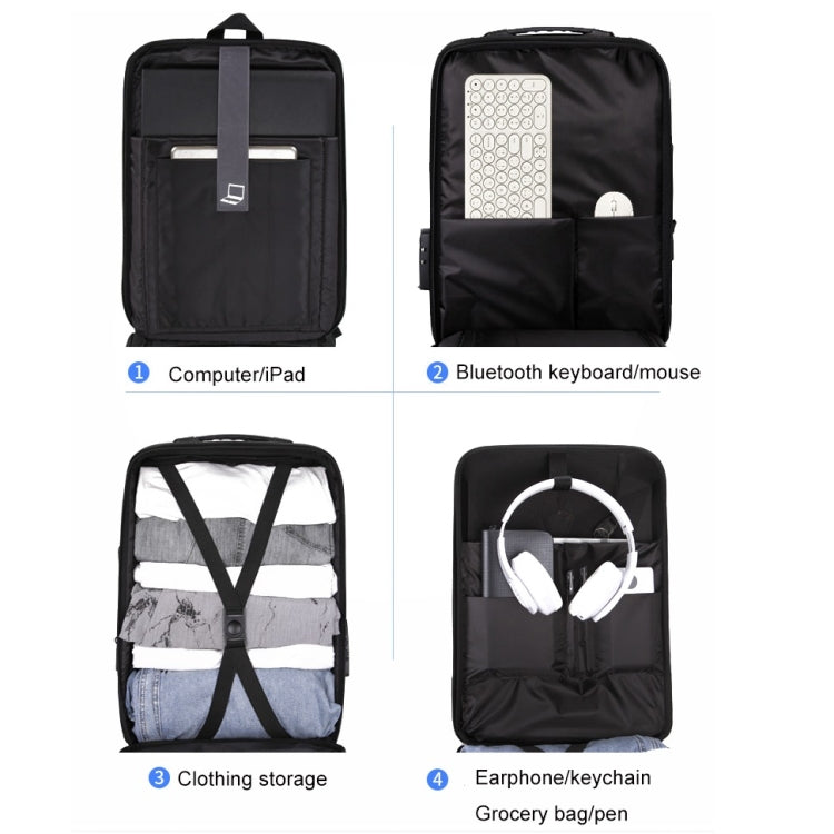 Hard Shell Backpack Alloy Frame Anti-Theft Computer Bag For Men, Color: 8003 Black Eurekaonline