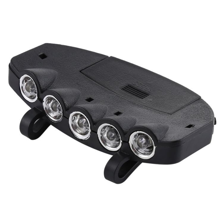 Head Light Lamp Cap Torch Bulb, 5 LED White Light, for Outdoor Fishing Camping Hunting(Black) Eurekaonline