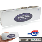 Hi-speed USB 2.0 Docking Station with 8 Ports (2xUSB 2.0 + PS2 Mouse + PS2 Keyboard + RS232 + DB25 + LAN + Upstream),Silver(Silver) Eurekaonline