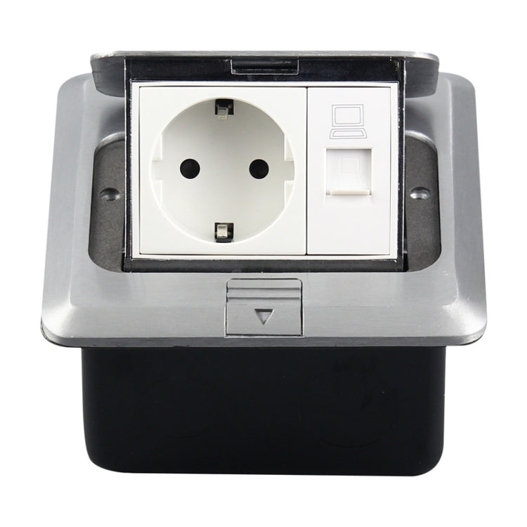 Hidden Pop-up Aluminum Alloy Computer Floor Socket with Cover Bottom Box, EU Plug Eurekaonline