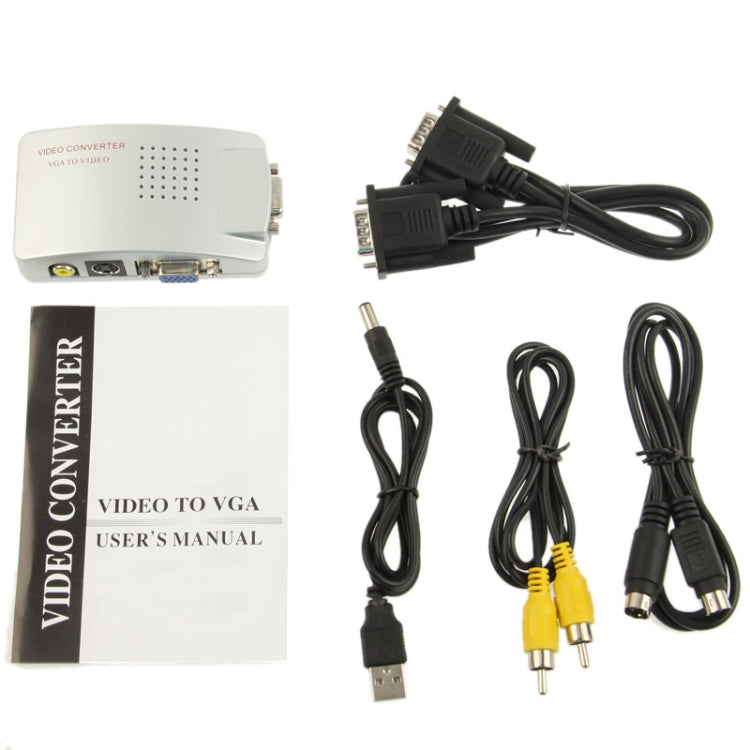 High Resolution VGA Video Conversion VGA to Video S-Video / PC to TV (VGA to AV ) Converter Box Eurekaonline