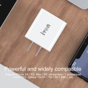 IVON AD48 18W PD Fast Charger + USB-C / Type-C to 8 Pin Data Cable Set, US Plug Eurekaonline