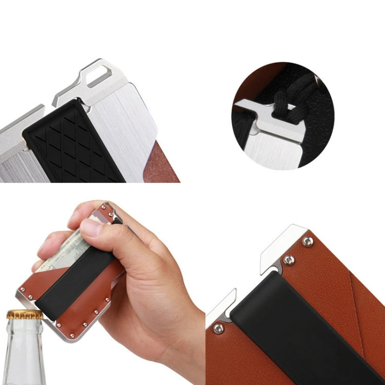 JK02 Metal Card Holder RFID Anti-Theft  Leather Wallet EDC Multifunctional Stainless Steel Aluminum Alloy Card Holder(Silver  + Black + Black) Eurekaonline