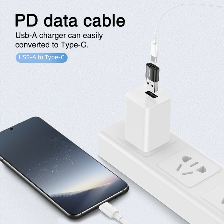 JOYROOM S-H152 3A USB Male to USB-C / Type-C Female OTG Adapter(Black) Eurekaonline