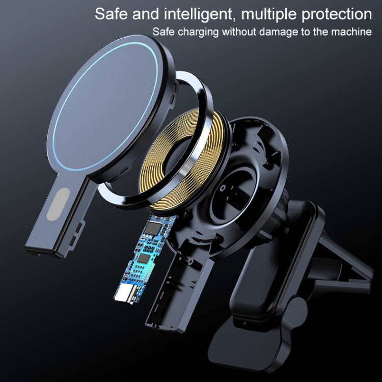 K07 15W Max Output Magnetic Car Air Outlet Bracket Wireless Charger(Black) Eurekaonline