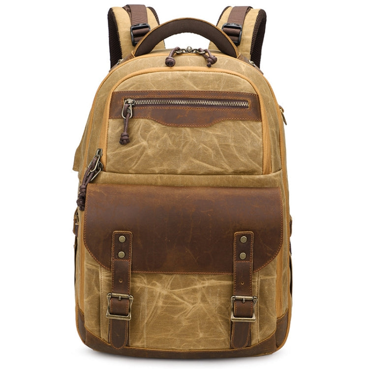 K813 Retro SLR Camera Bag Canvas Shoulder Computer Camera Bag(Soil Yellow) Eurekaonline