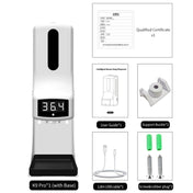 K9 Pro Handsfree Non-contact Body Light-sensitive Distance Sensor Thermometer + 1000ml Automatic Non-contact Liquid Soap Dispenser with Base Mount Eurekaonline