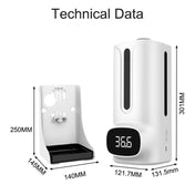 K9 Pro Plus Handsfree Non-contact Body Thermometer + 1000ml Automatic Non-contact Liquid Soap Dispenser with Base Mount, 15 Languages Voice Broadcast Eurekaonline