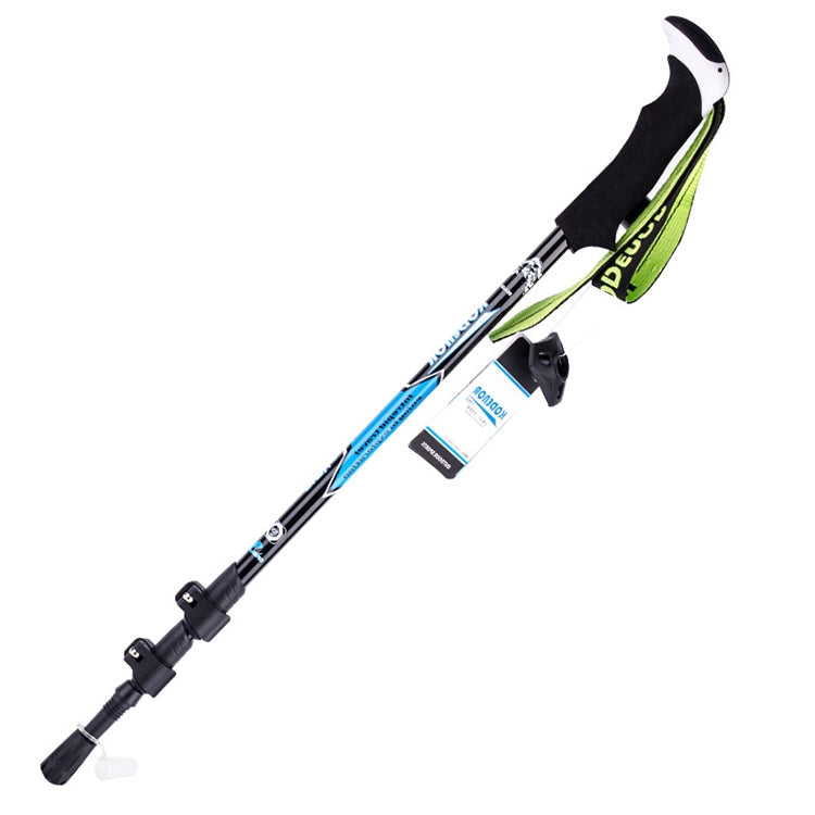 KODENOR Outdoor Mountaineering Portable Foldable Carbon Fibre Straight Handle Alpenstocks Trekking Poles, Length : 63-135CM (Black Blue) Eurekaonline