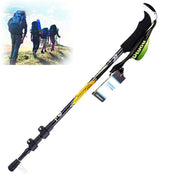 KODENOR Outdoor Mountaineering Portable Foldable Carbon Fibre Straight Handle Alpenstocks Trekking Poles, Length : 63-135CM (Black Yellow) Eurekaonline