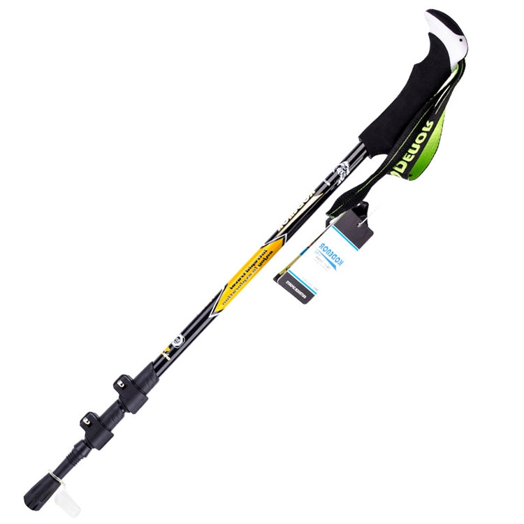 KODENOR Outdoor Mountaineering Portable Foldable Carbon Fibre Straight Handle Alpenstocks Trekking Poles, Length : 63-135CM (Black Yellow) Eurekaonline