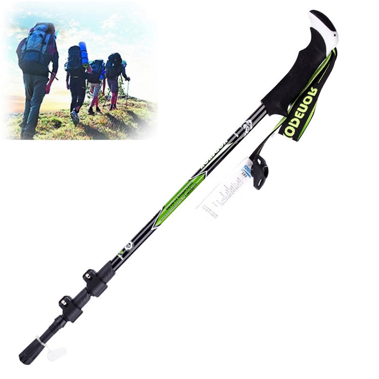 KODENOR Outdoor Mountaineering Portable Foldable Carbon Fibre Straight Handle Alpenstocks Trekking Poles, Length : 63-135CM (Black+green) Eurekaonline