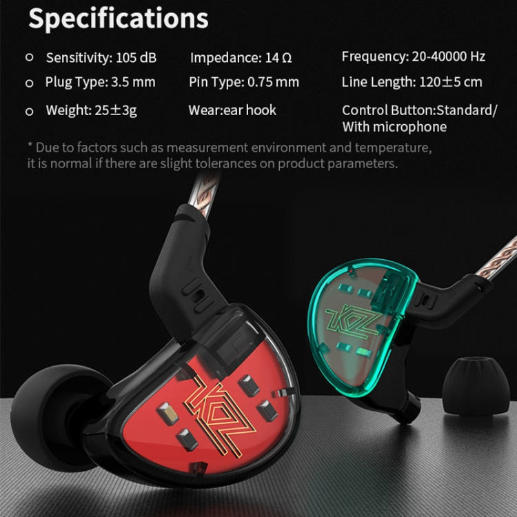 KZ AS10 Ten Unit Moving Iron In-ear HiFi Earphone without Microphone(Red) Eurekaonline