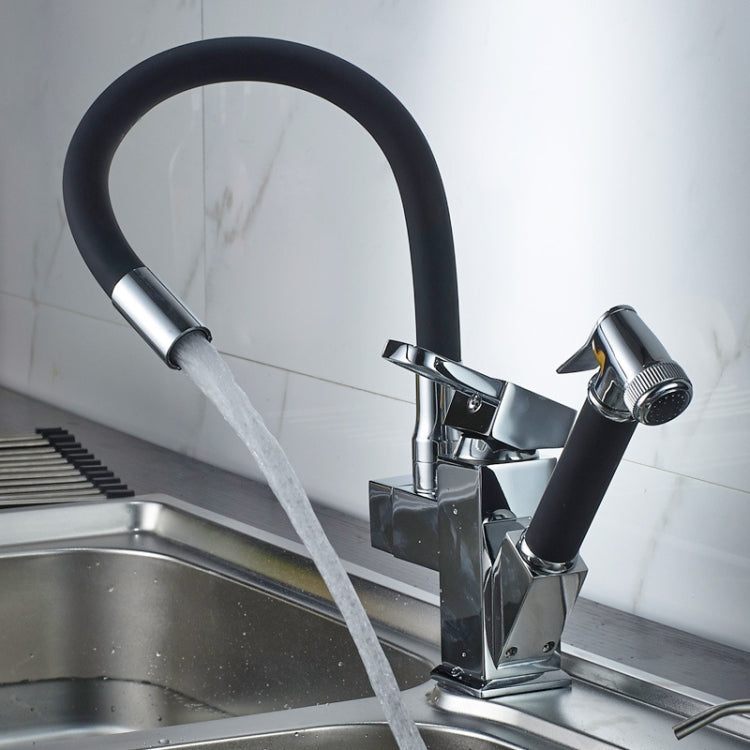Kitchen Pull-Out Double Faucet Water Table Hot And Cold Water Faucet, Specification: Cube Universal Distortion Eurekaonline