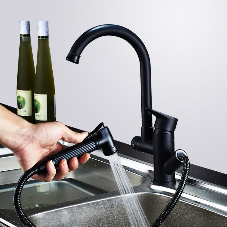 Kitchen Pull-Out Double Faucet Water Table Hot And Cold Water Faucet, Specification: Cube Universal Distortion Eurekaonline