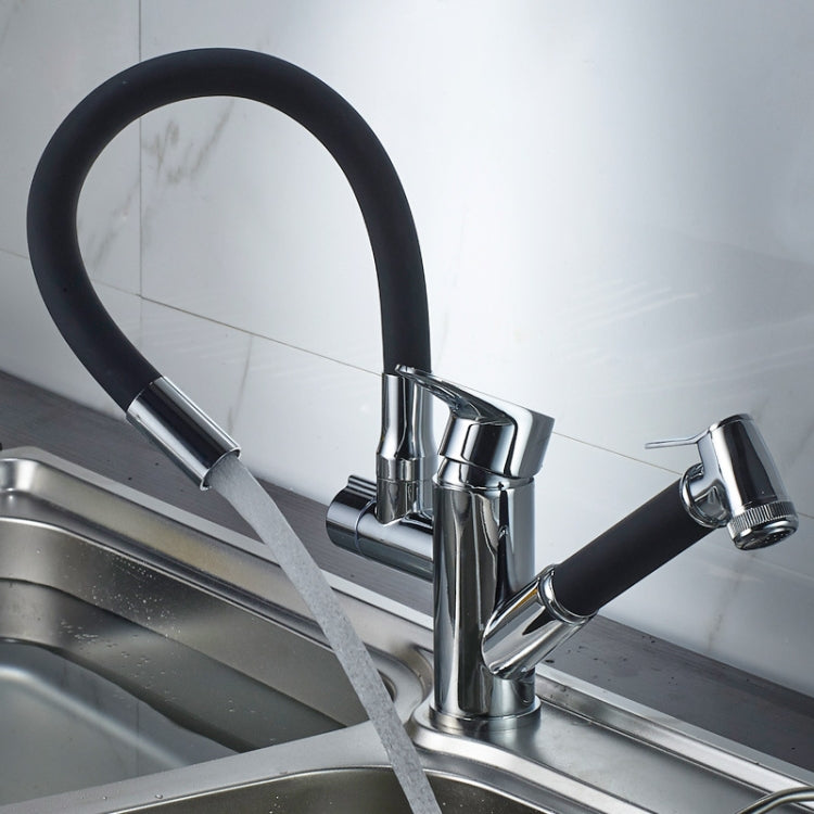 Kitchen Pull-Out Double Faucet Water Table Hot And Cold Water Faucet, Specification: Round Universal Distortion Eurekaonline