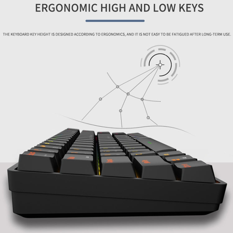 LEAVEN K28 61 Keys Gaming Office Computer RGB Wireless Bluetooth + Wired Dual Mode Mechanical Keyboard, Cabel Length:1.5m, Colour: Red Axis (White) Eurekaonline