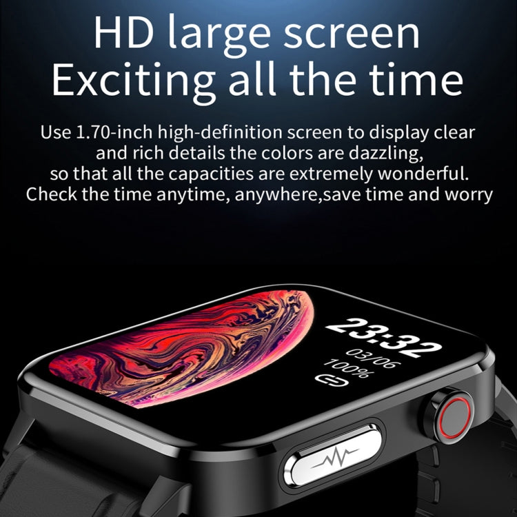 LOANIY E86 1.7 Inch Heart Rate Monitoring Smart Bluetooth Watch, Color: Black Steel Eurekaonline